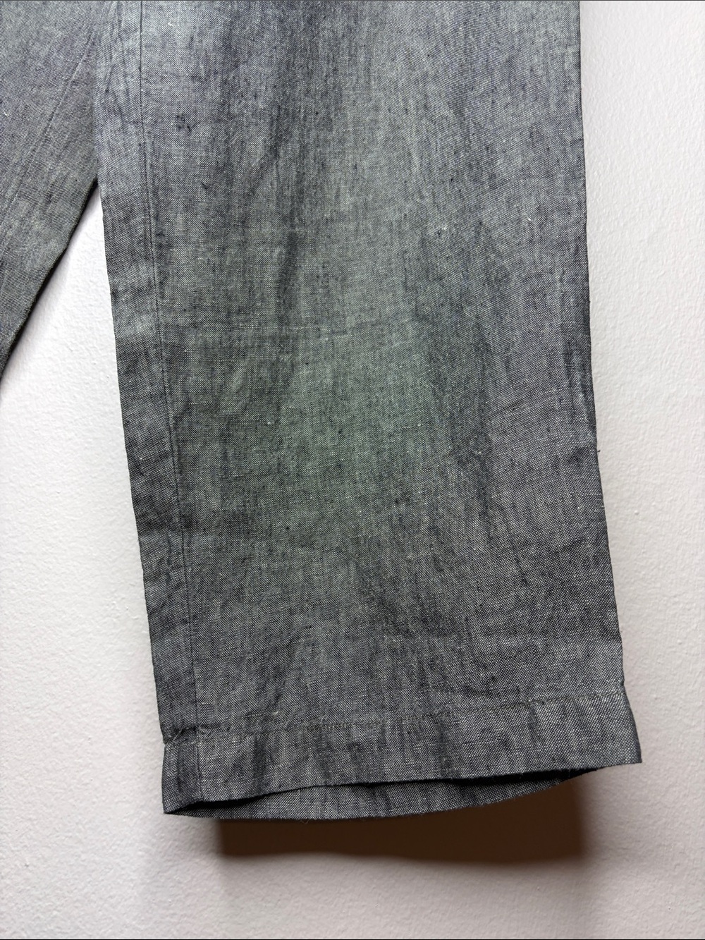 Eileen Fisher Irish Linen Pull-On Wide Leg Pants Gray MP - Picture 3 of 11